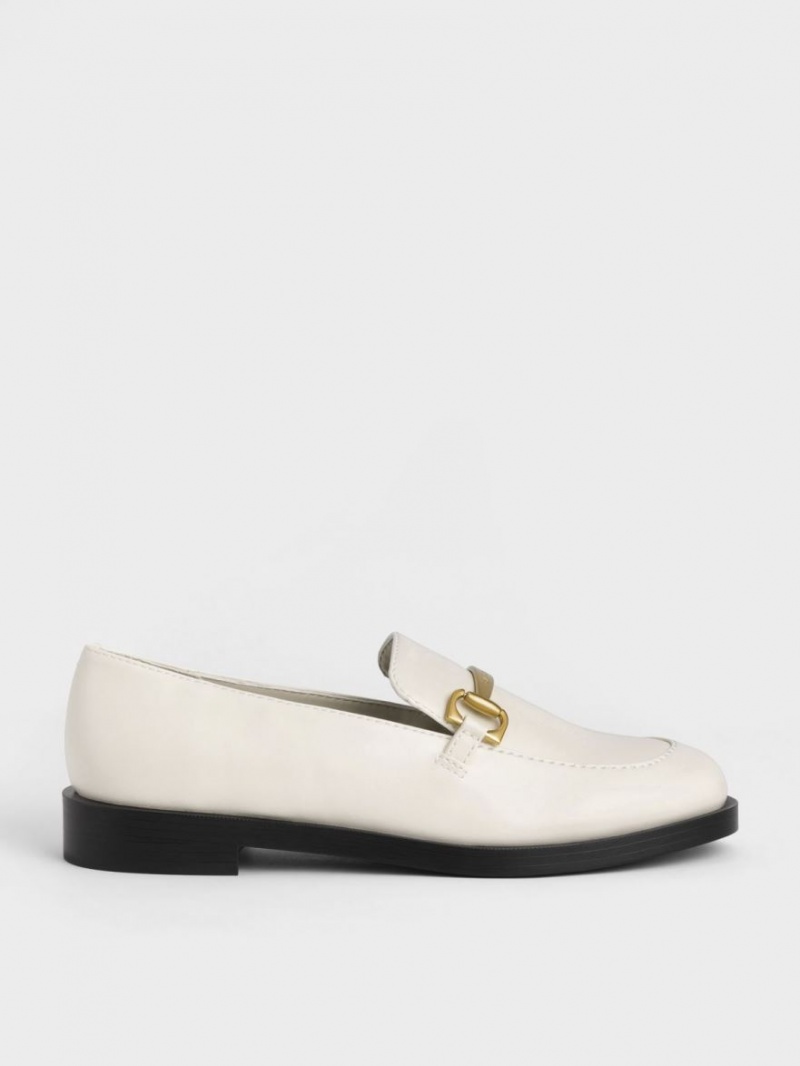 Charles & Keith Metallic Accent Loafers Hvite | VMLZG2913