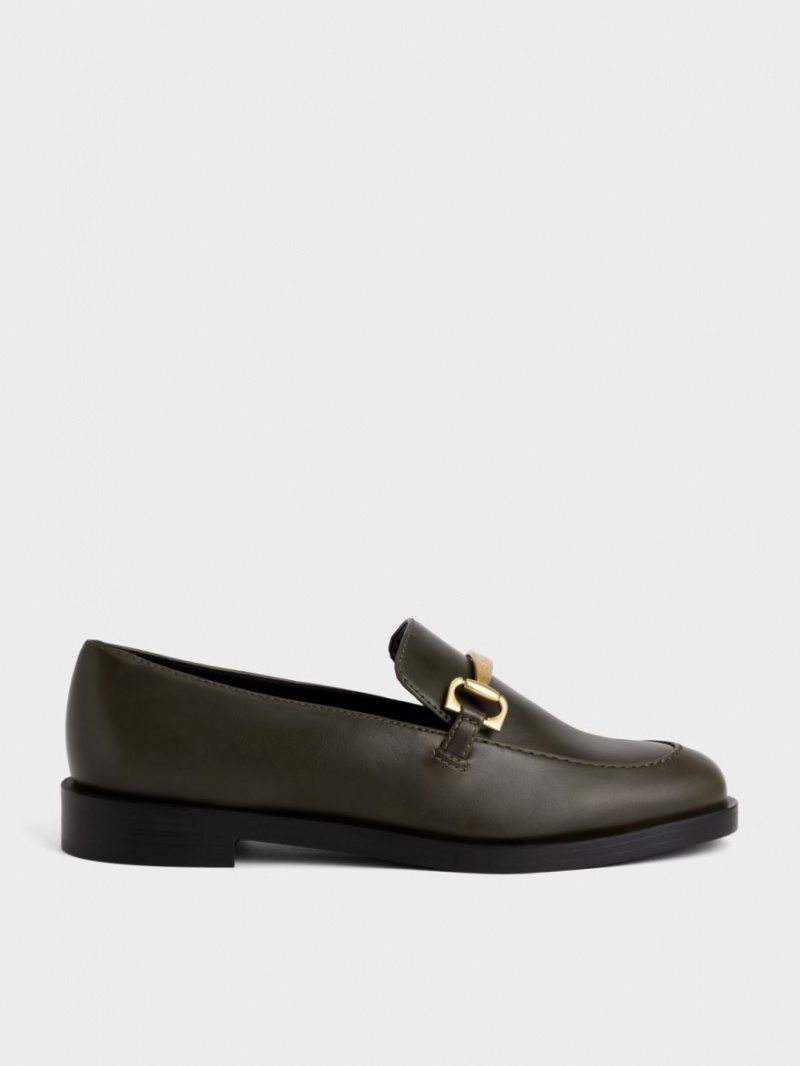 Charles & Keith Metallic Accent Loafers Olivengrønne | PBDGJ8190