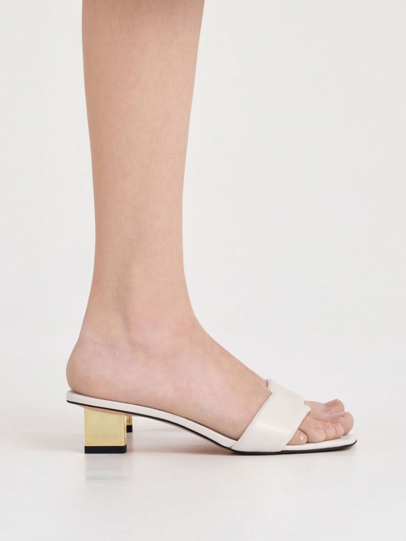 Charles & Keith Metallic Blade Sandaler med Hæl Hvite | SFIOL2085