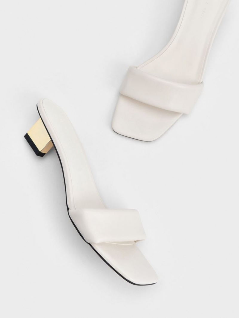 Charles & Keith Metallic Blade Sandaler med Hæl Hvite | SFIOL2085