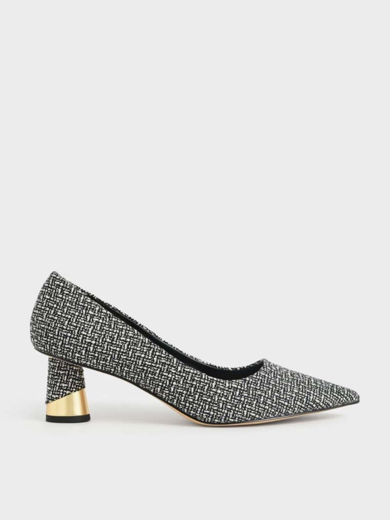 Charles & Keith Metallic Sculptural Heel Tweed Pumps Multicolor | TUCYP4908