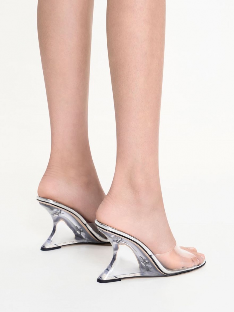 Charles & Keith Metallic Sculptural Heel Wedge Sølv | RSKOT8415