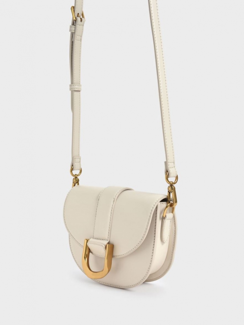 Charles & Keith Mini Gabine Sadelvesker Pisket Krem | WTKEC4973