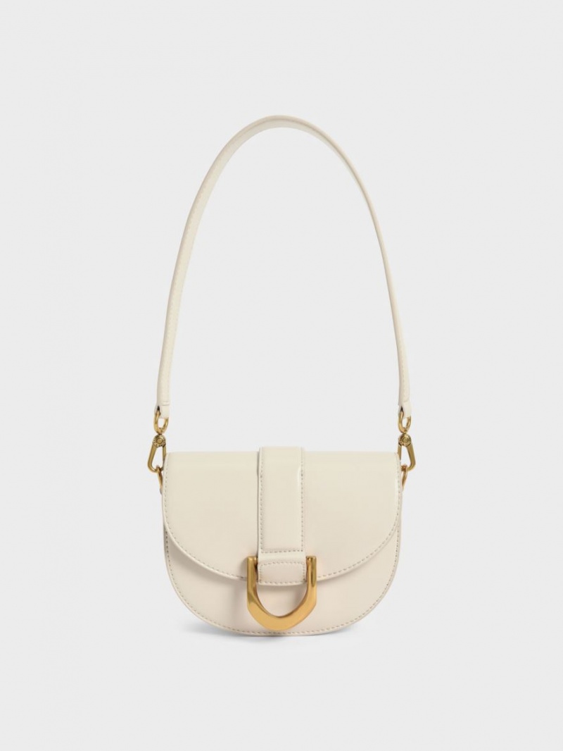 Charles & Keith Mini Gabine Sadelvesker Pisket Krem | WTKEC4973