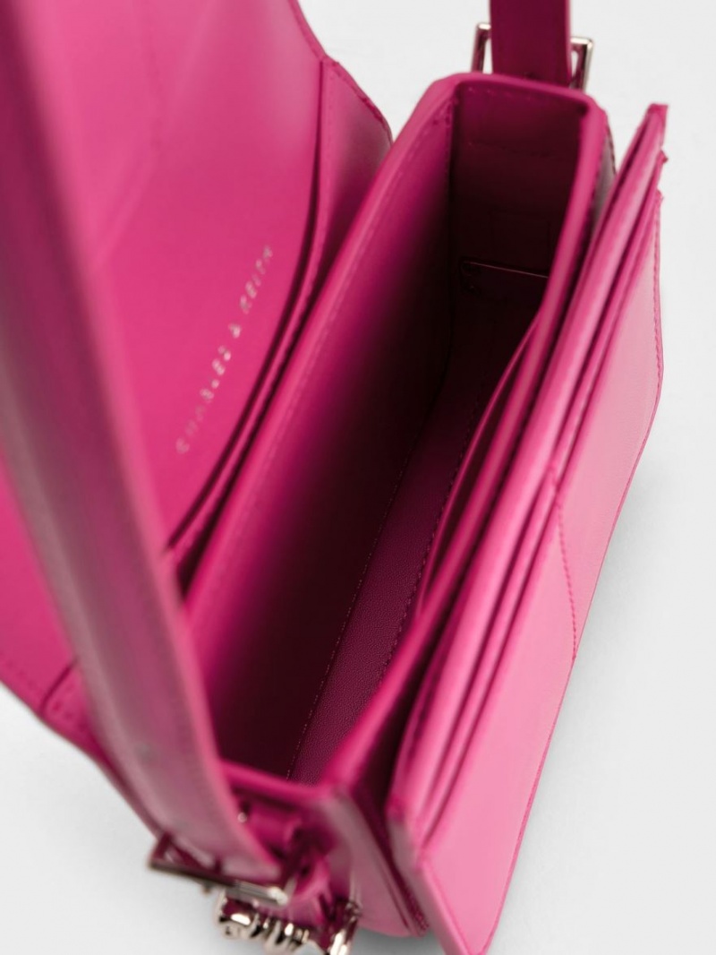 Charles & Keith Mini Henrietta Skulderveske Fuchsia | AUEGW5703