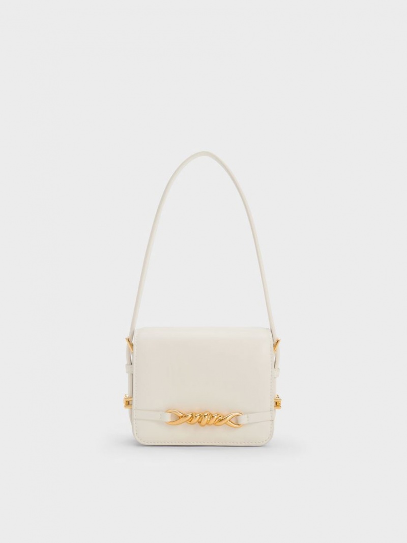 Charles & Keith Mini Henrietta Skulderveske Pisket Krem | GDPHL6012