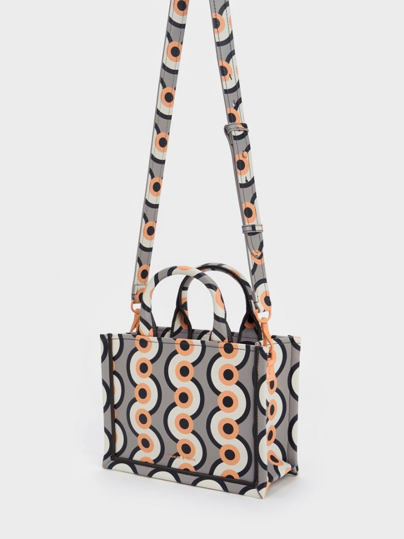 Charles & Keith Mini Jump Print Tote Veske Multicolor | XGWTE3184