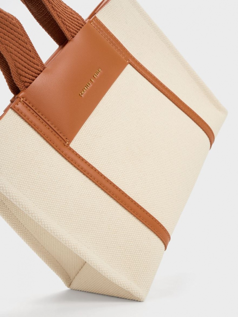 Charles & Keith Mini Shalia Canvas Tote Veske Brune | EFUPO7168