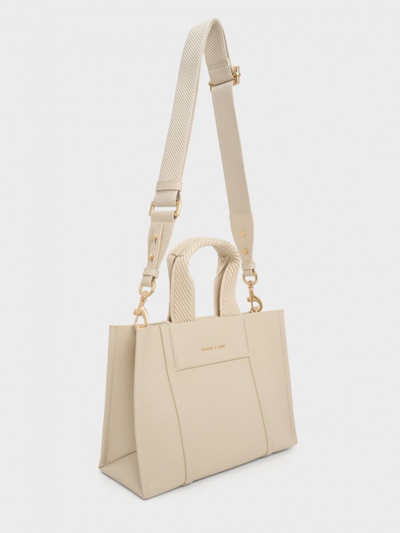 Charles & Keith Mini Shalia Tote Veske Beige | JUQTI1807