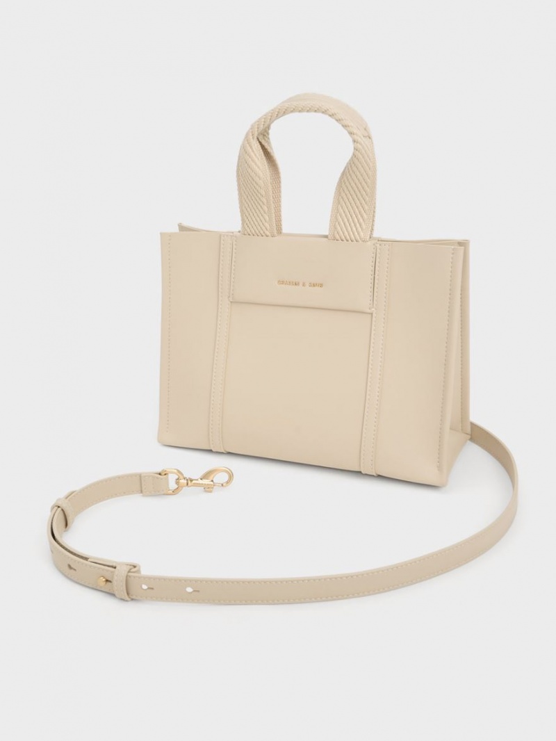 Charles & Keith Mini Shalia Tote Veske Beige | JUQTI1807