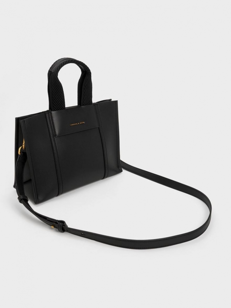 Charles & Keith Mini Shalia Tote Veske Svarte | PZCIX7163