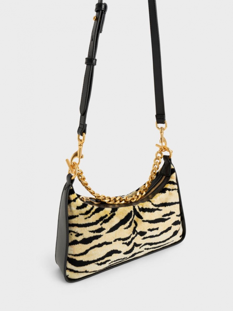 Charles & Keith Minta Tiger Print Chain-Link Hobo Veske Multicolor | OQCAY0861