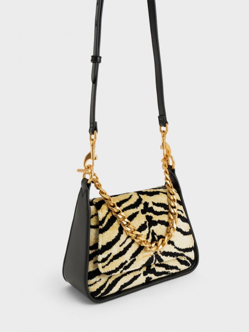 Charles & Keith Minta Tiger Print Trapeze Crossbody Veske Multicolor | LKVDN3971