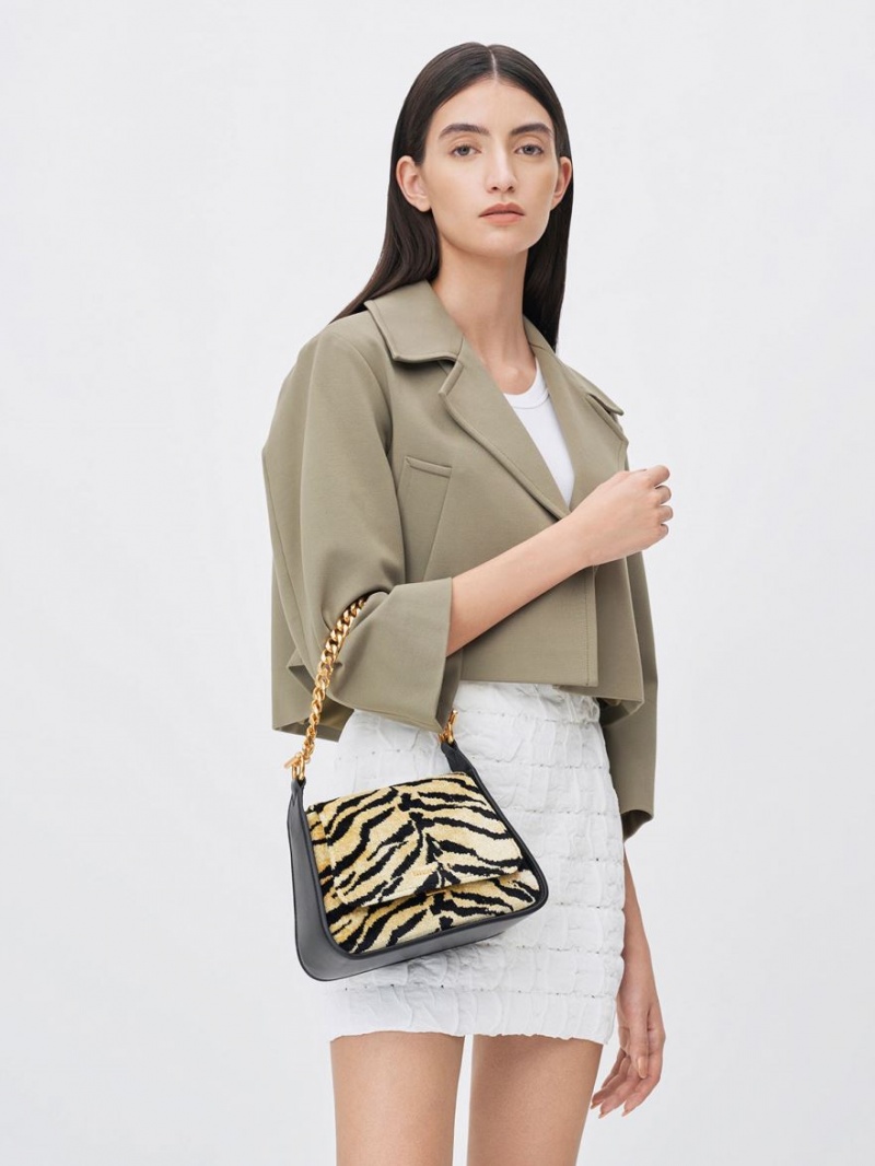 Charles & Keith Minta Tiger Print Trapeze Crossbody Veske Multicolor | LKVDN3971