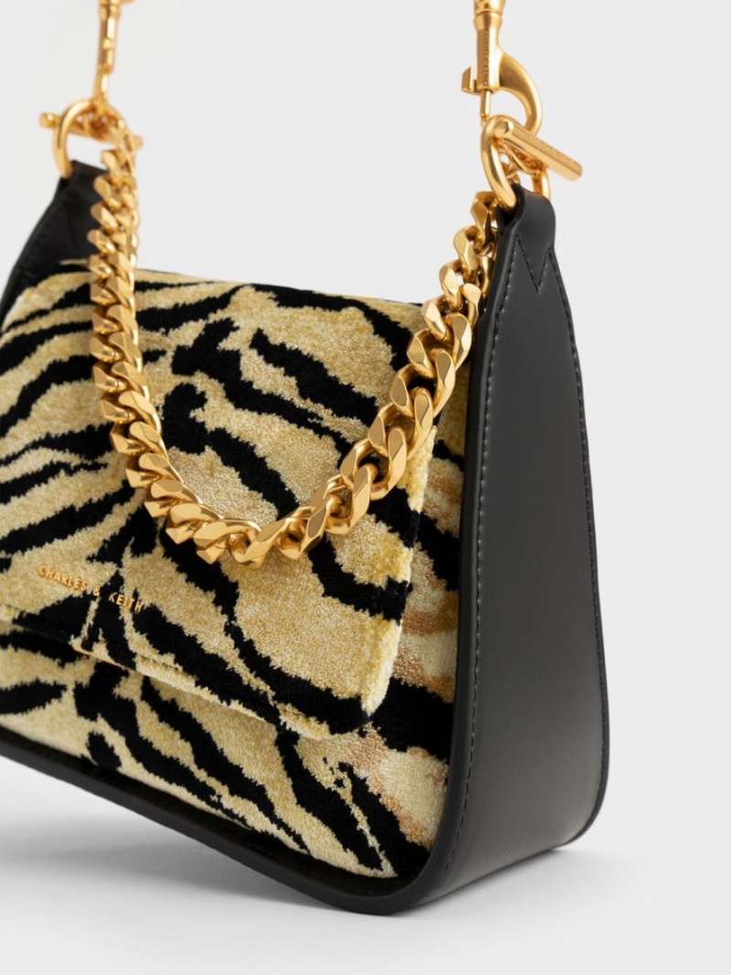 Charles & Keith Minta Tiger Print Trapeze Crossbody Veske Multicolor | LKVDN3971