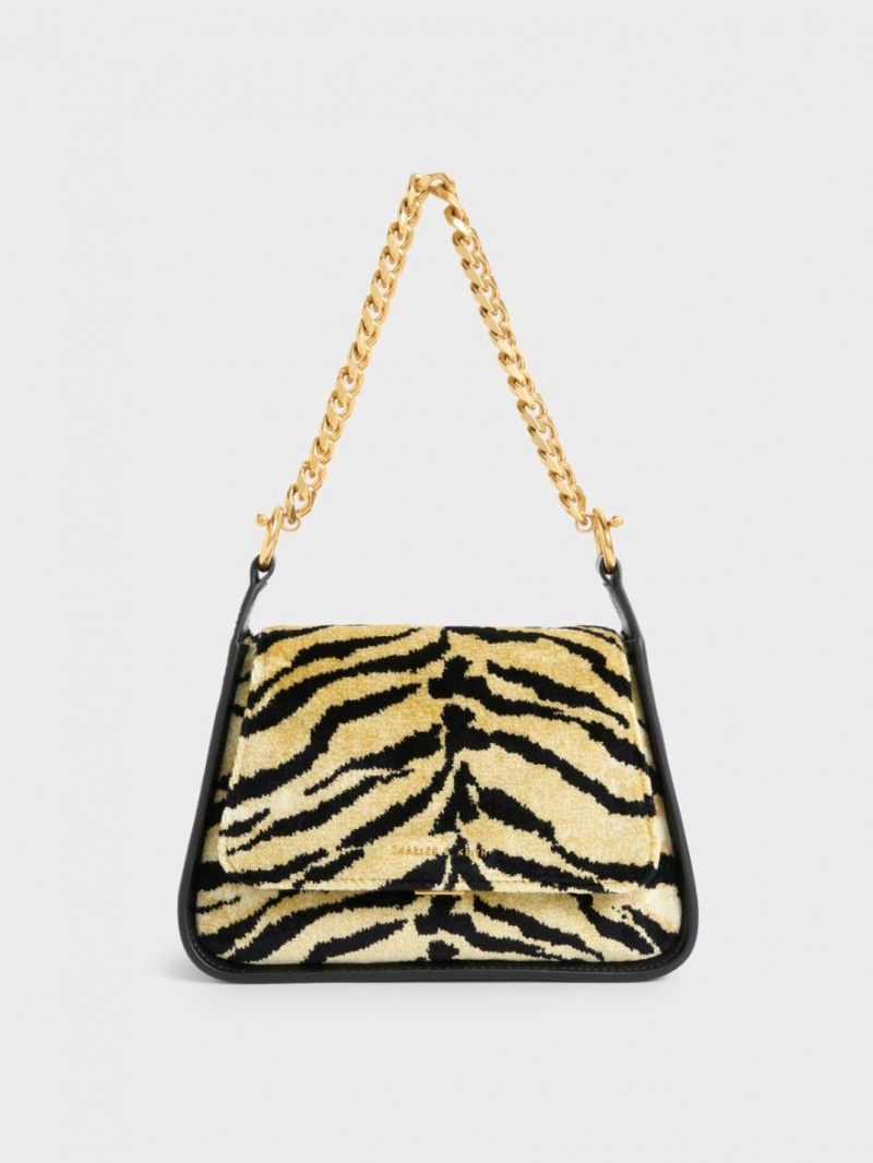 Charles & Keith Minta Tiger Print Trapeze Crossbody Veske Multicolor | LKVDN3971