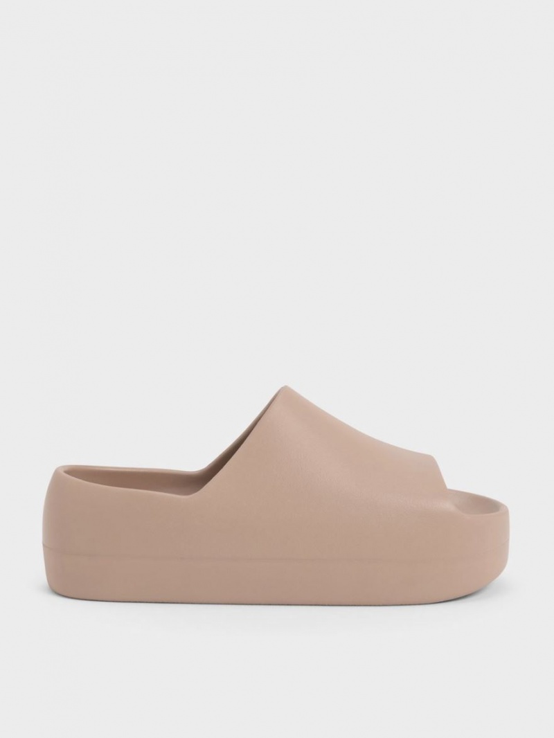 Charles & Keith Morgan Platform Slidesandaler Brune | ASFQG0348