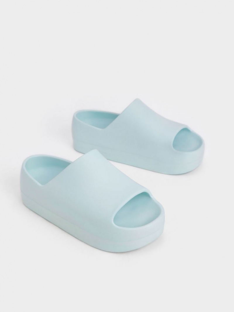 Charles & Keith Morgan Platform Slidesandaler Lyse Blå | ACSEY6490