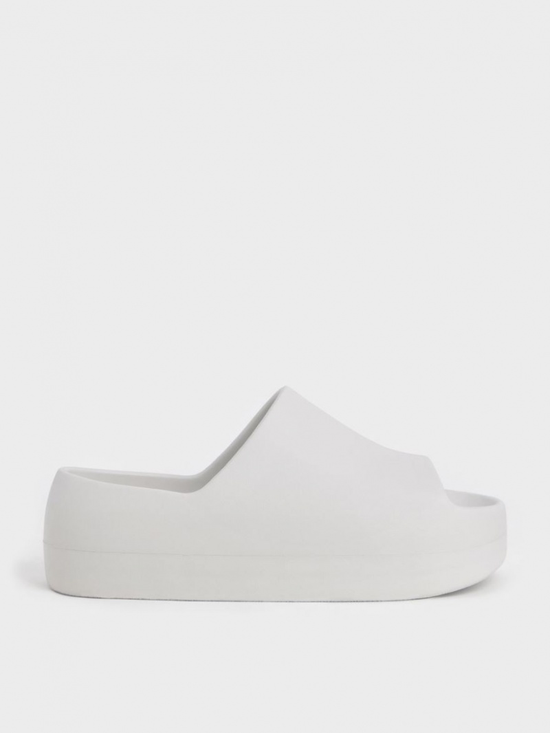 Charles & Keith Morgan Platform Slidesandaler Hvite | KZMXP2573