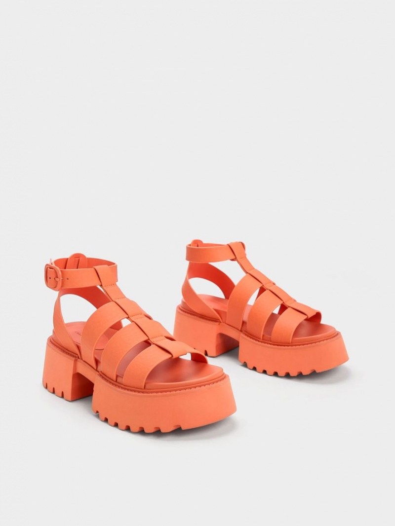 Charles & Keith Nadine Gladiator Platåsandaler Oransje | RHJYZ5238