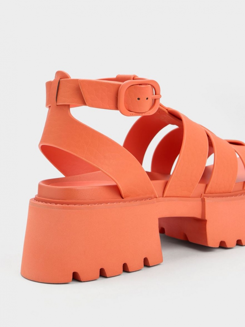 Charles & Keith Nadine Gladiator Platåsandaler Oransje | RHJYZ5238