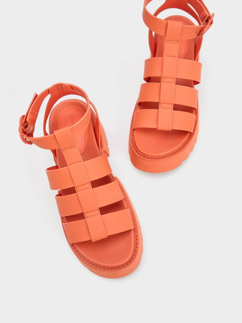 Charles & Keith Nadine Gladiator Platåsandaler Oransje | RHJYZ5238