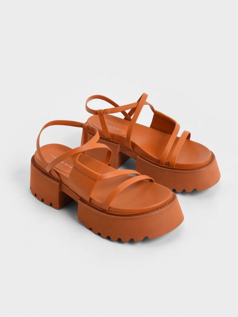 Charles & Keith Nadine Strappy Platåsandaler Oransje | SPAHO3251