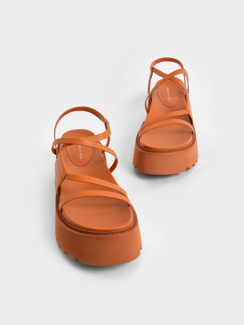 Charles & Keith Nadine Strappy Platåsandaler Oransje | SPAHO3251