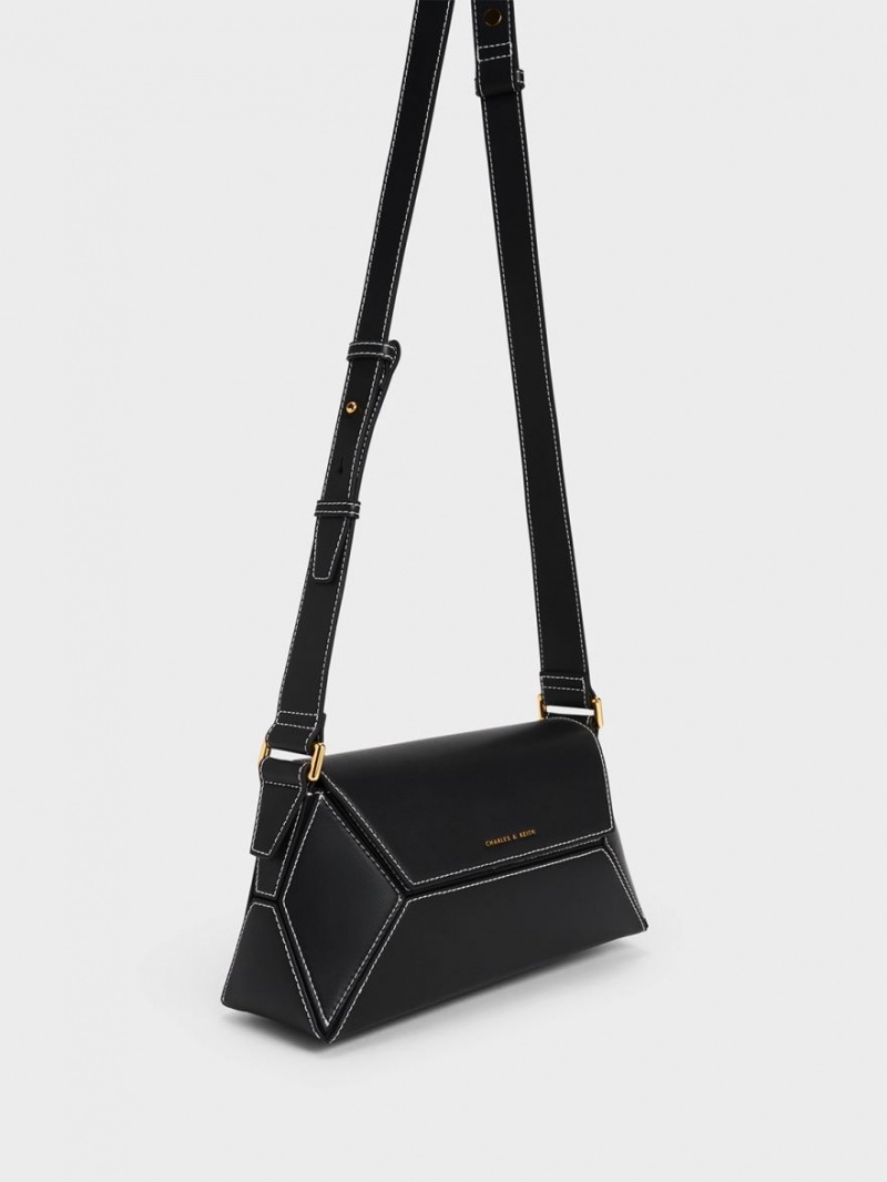 Charles & Keith Nasrin Geometric Skulderveske Svarte | GCEPJ5019