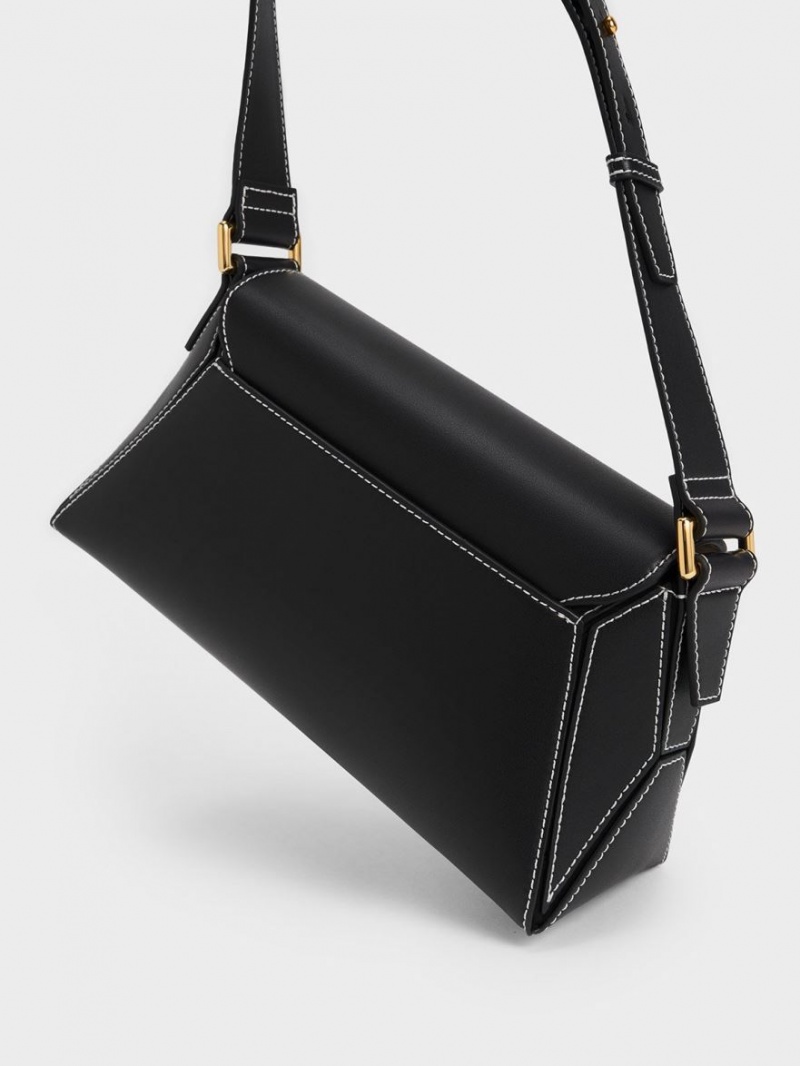 Charles & Keith Nasrin Geometric Skulderveske Svarte | GCEPJ5019