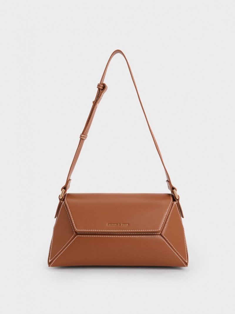 Charles & Keith Nasrin Geometric Skulderveske Sjokolade | KFIGU2956