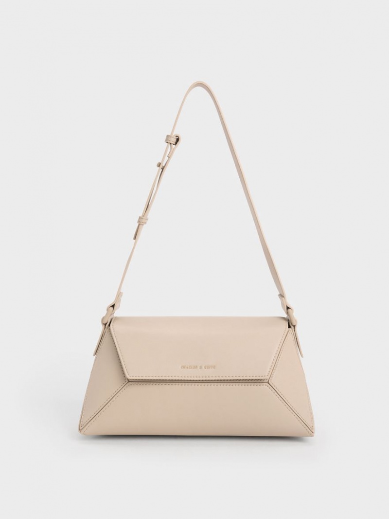 Charles & Keith Nasrin Geometric Skulderveske Beige | PJQCX7203