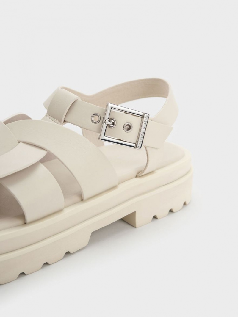 Charles & Keith Nell Gladiator Platåsandaler Hvite | FUETQ4530