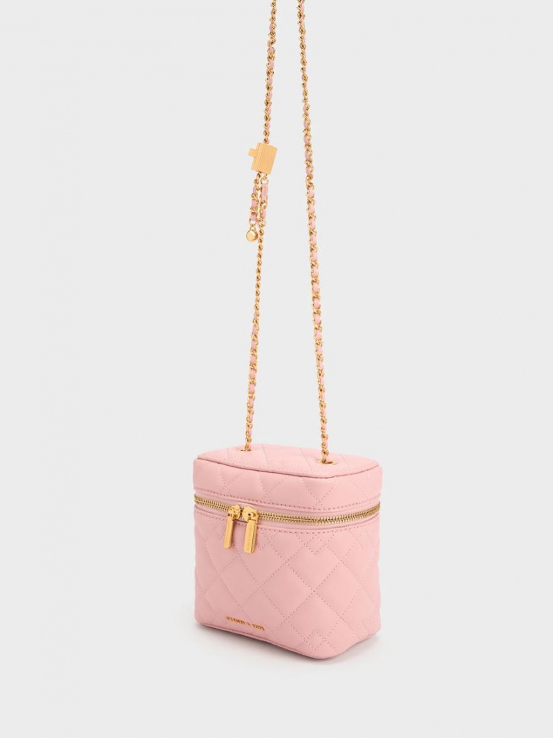 Charles & Keith Nezu Vattert Boxy Crossbody Veske Lyse Rosa | BOGTN0682