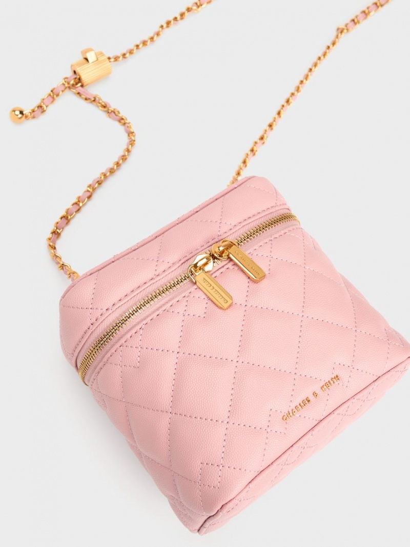 Charles & Keith Nezu Vattert Boxy Crossbody Veske Lyse Rosa | BOGTN0682