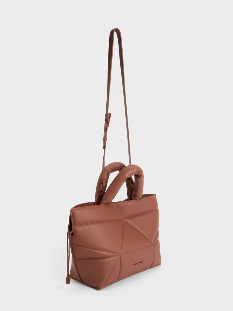 Charles & Keith Nina Lær Drawstring Slouchy Tote Veske Brune | KTNOS6493