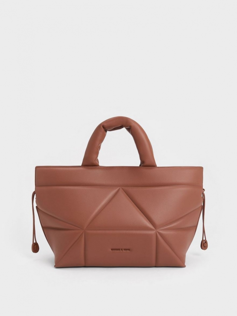 Charles & Keith Nina Lær Drawstring Slouchy Tote Veske Brune | KTNOS6493