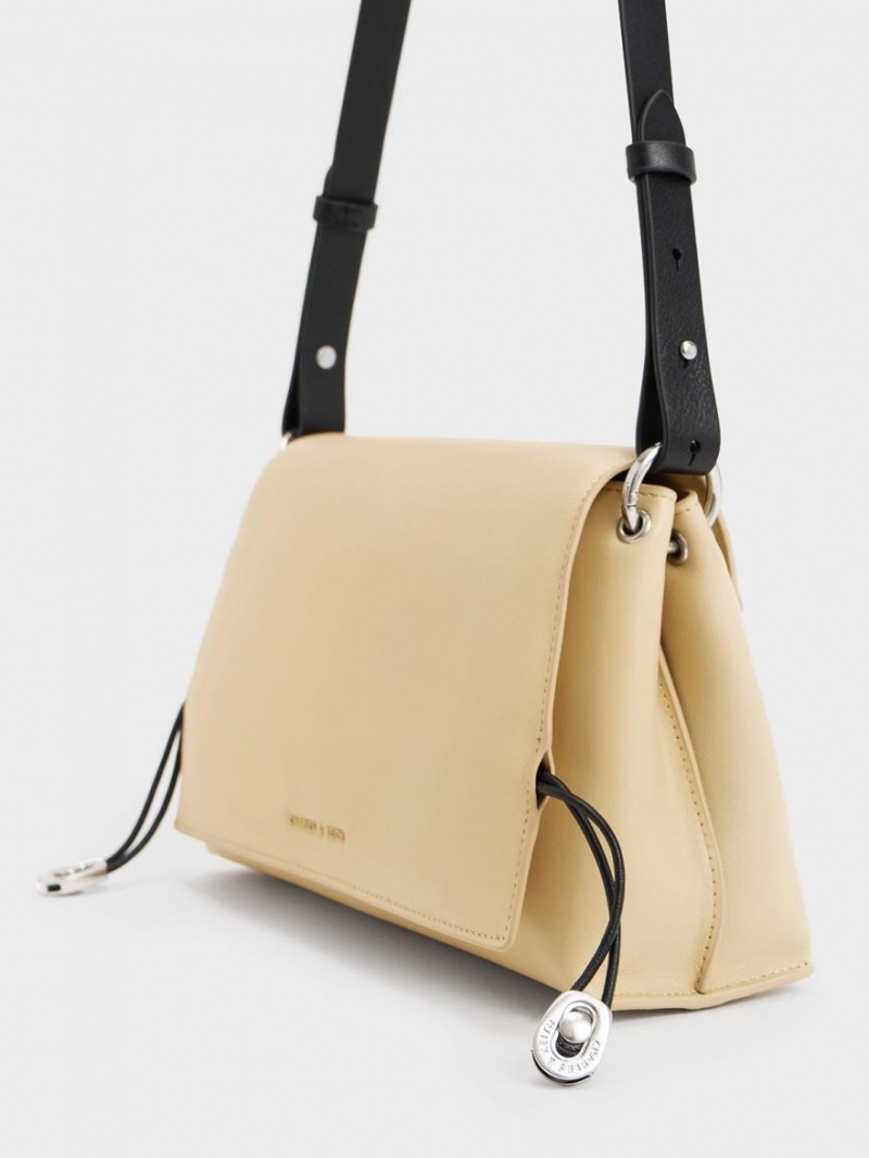 Charles & Keith Nina Lær Polstret Håndveske Beige | RJFTQ1950