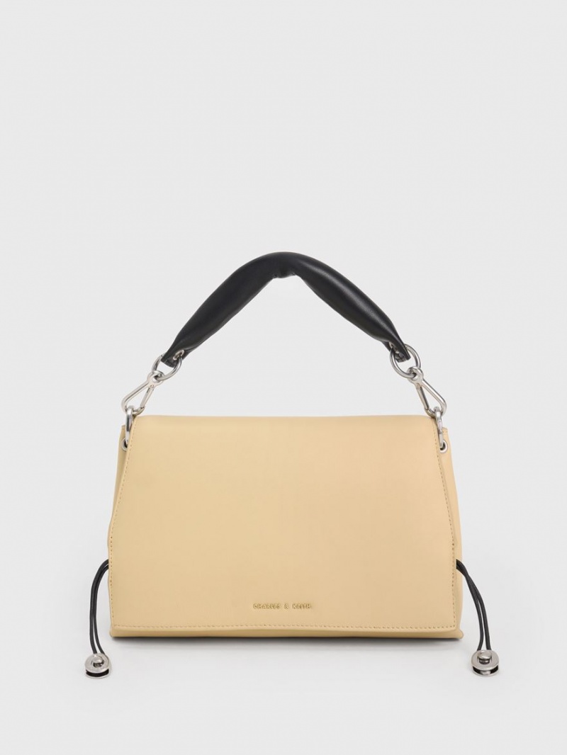 Charles & Keith Nina Lær Polstret Håndveske Beige | RJFTQ1950