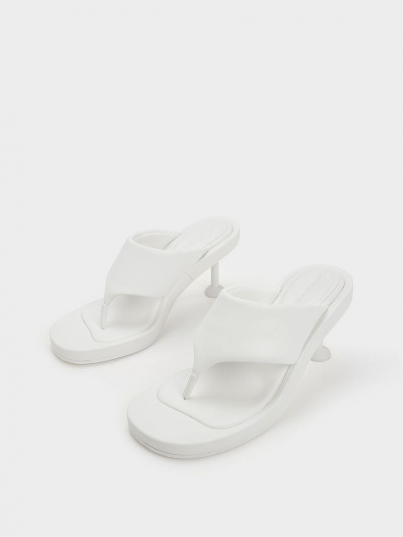 Charles & Keith Noemi Spool Sandaler med Hæl Hvite | MBKWG1730