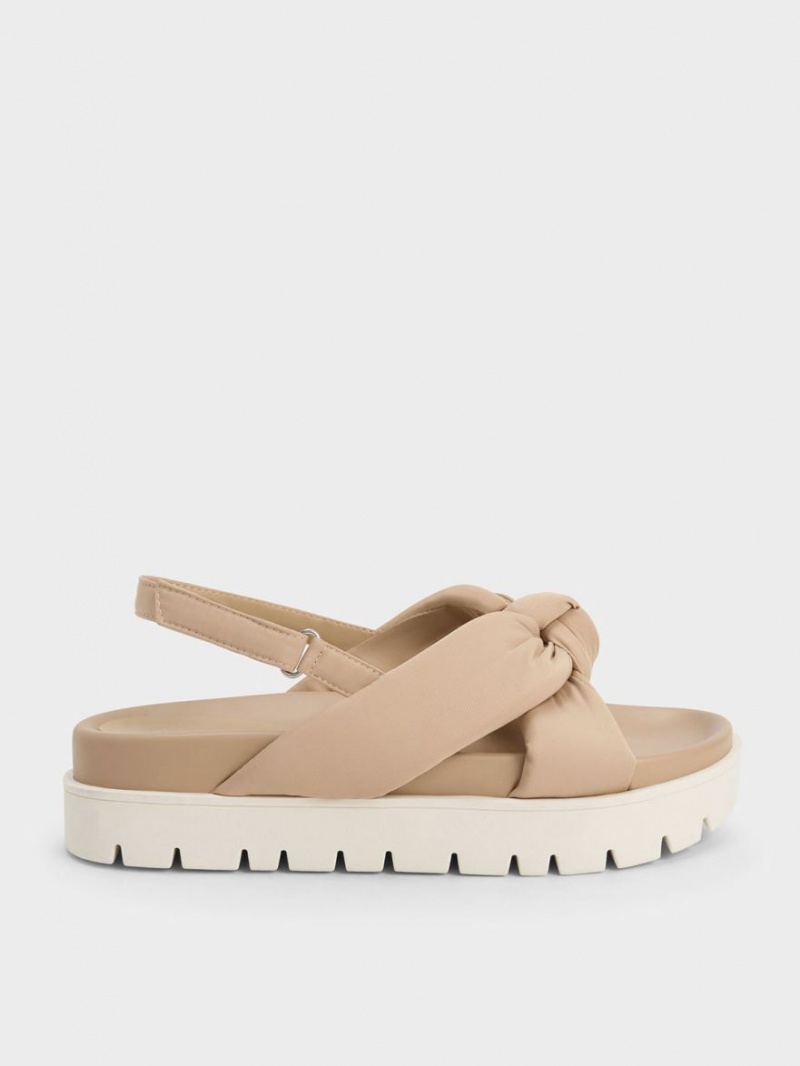 Charles & Keith Nylon Knotted Platåsandaler Beige | LHNJS8529