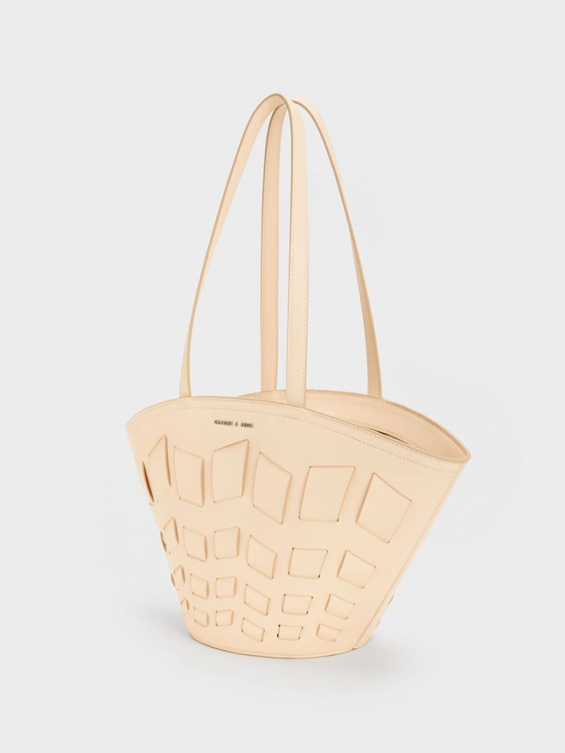 Charles & Keith Panelled Tote Veske Beige | ODRFC5428