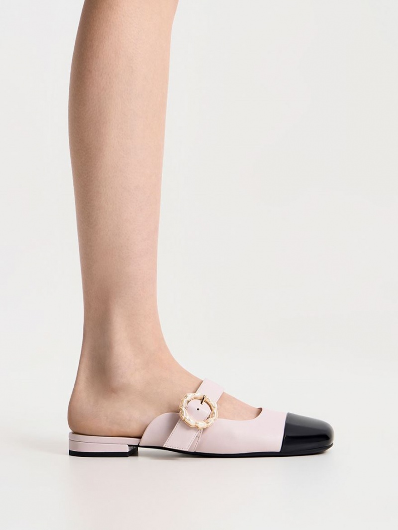 Charles & Keith Patent Pearl Spenne Mary Jane Mules Sko Lilla | KIFNE0476