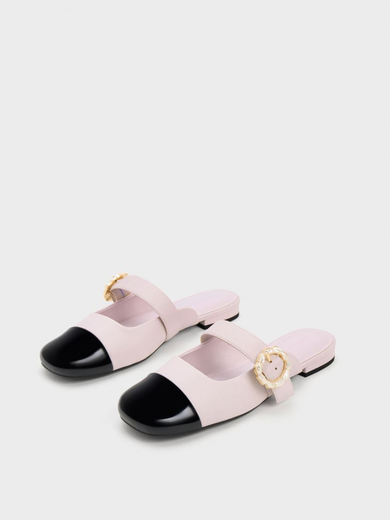 Charles & Keith Patent Pearl Spenne Mary Jane Mules Sko Lilla | KIFNE0476