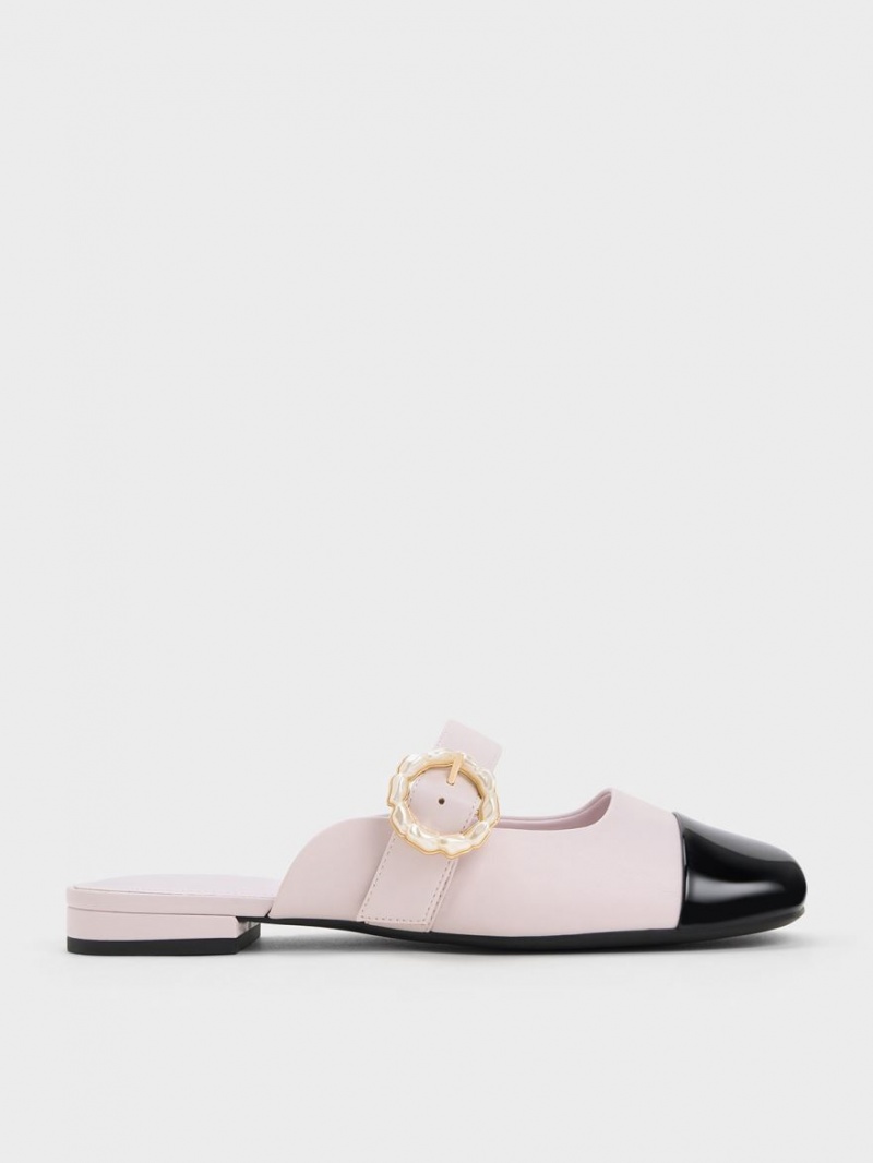 Charles & Keith Patent Pearl Spenne Mary Jane Mules Sko Lilla | KIFNE0476