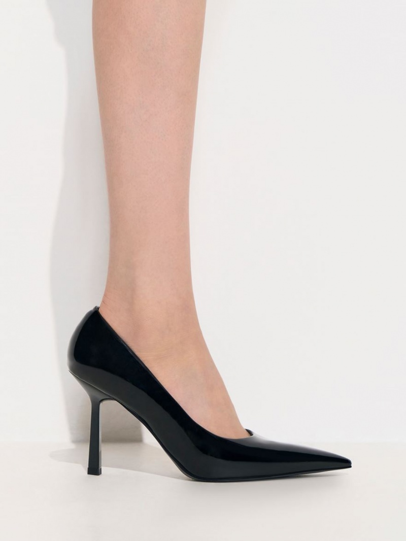 Charles & Keith Patent Pointed-Tå Pumps Svarte | WNYXK6732