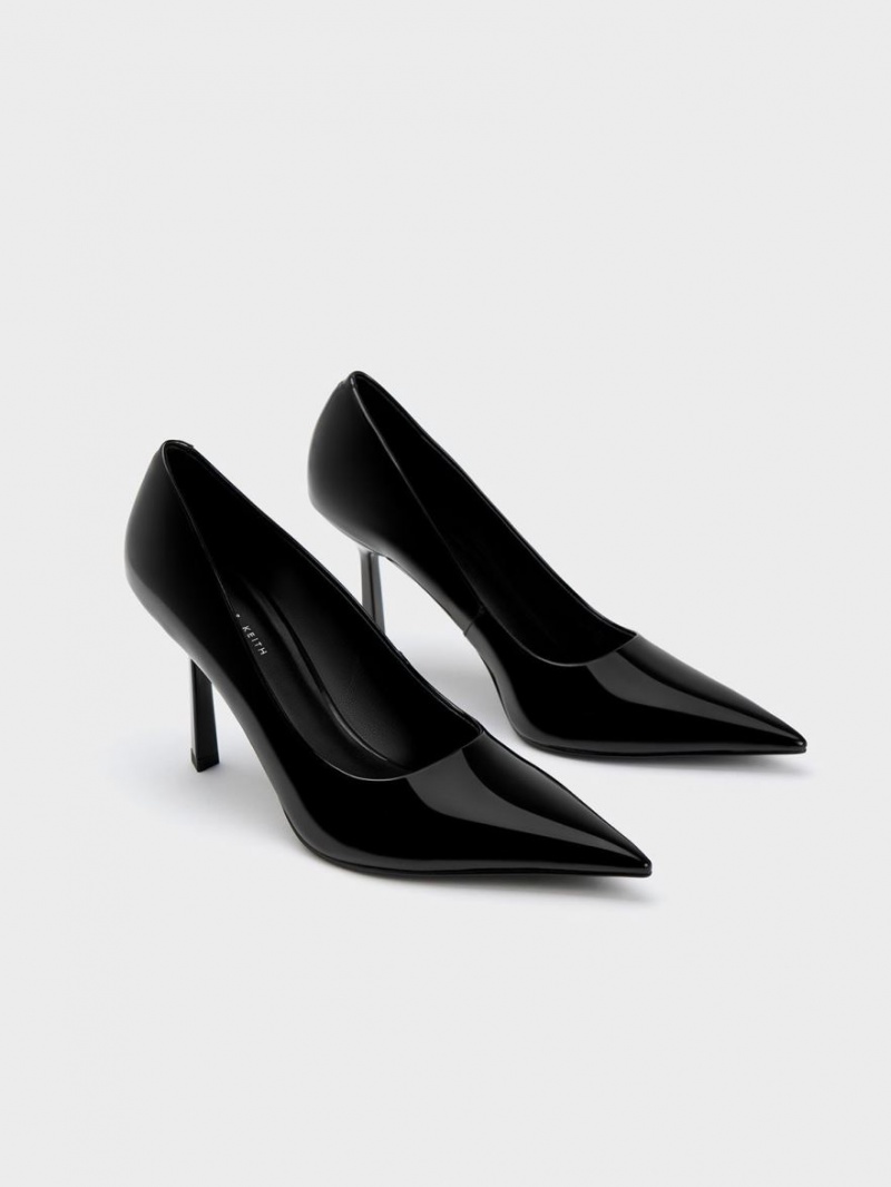 Charles & Keith Patent Pointed-Tå Pumps Svarte | WNYXK6732