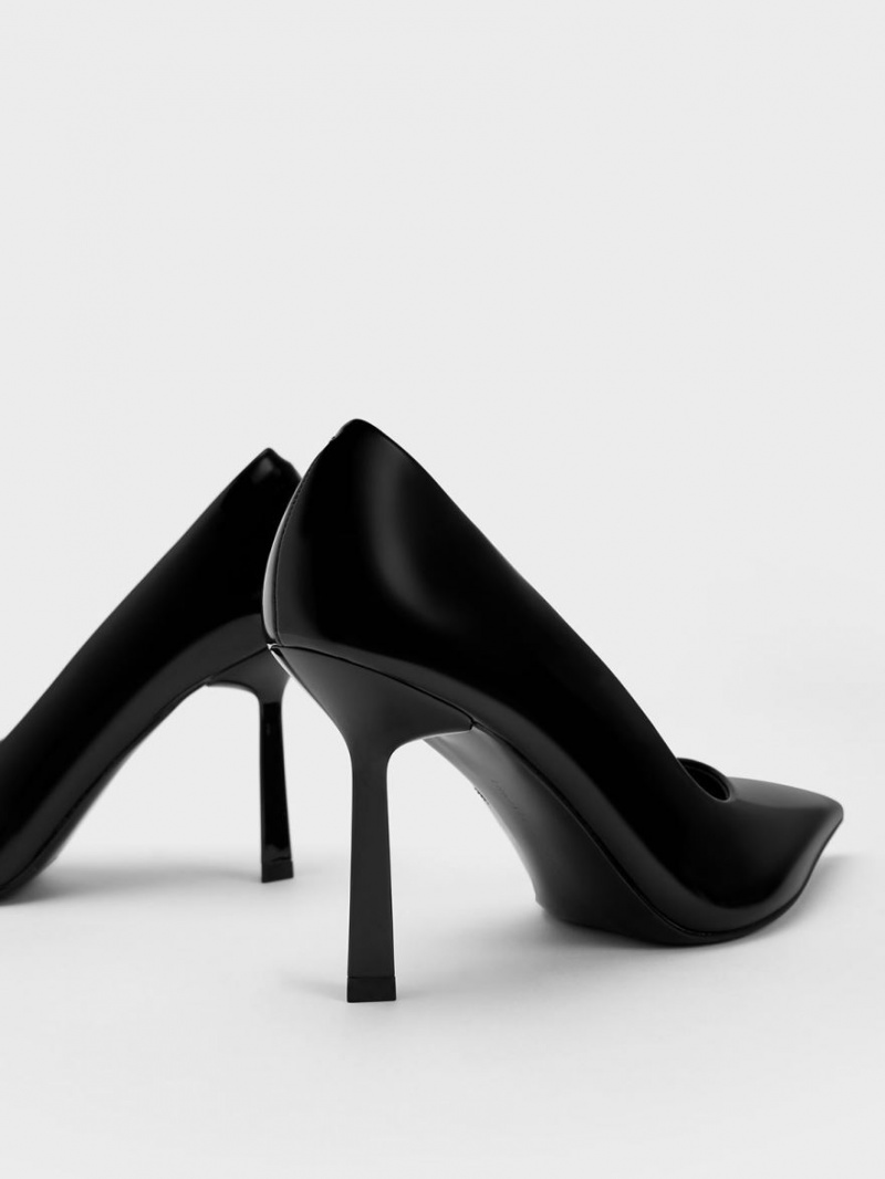 Charles & Keith Patent Pointed-Tå Pumps Svarte | WNYXK6732