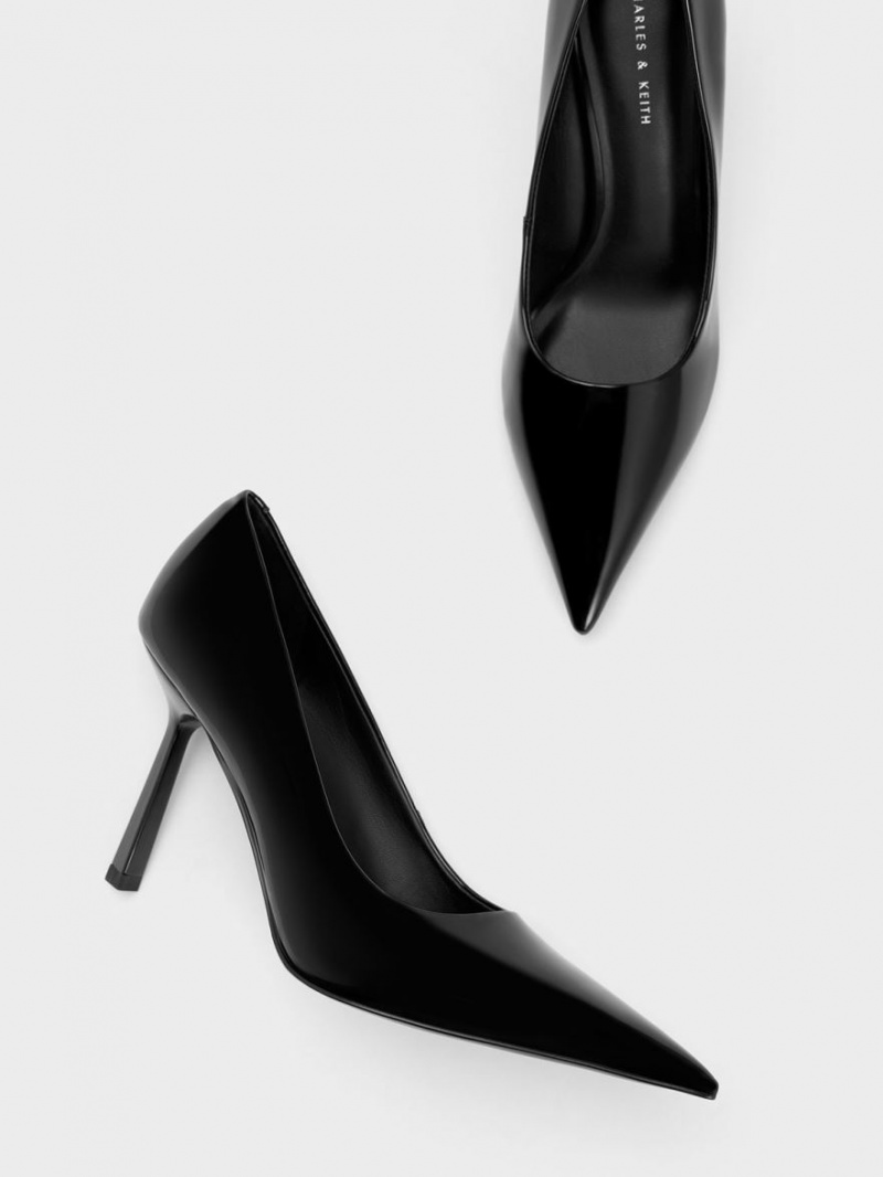 Charles & Keith Patent Pointed-Tå Pumps Svarte | WNYXK6732