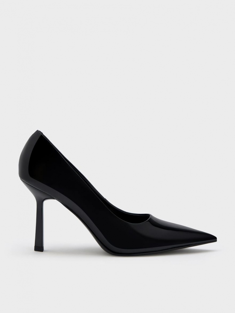 Charles & Keith Patent Pointed-Tå Pumps Svarte | WNYXK6732